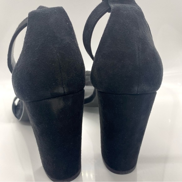 suede Black Block Peep Toe Heels Platforms - Picture 3 of 13